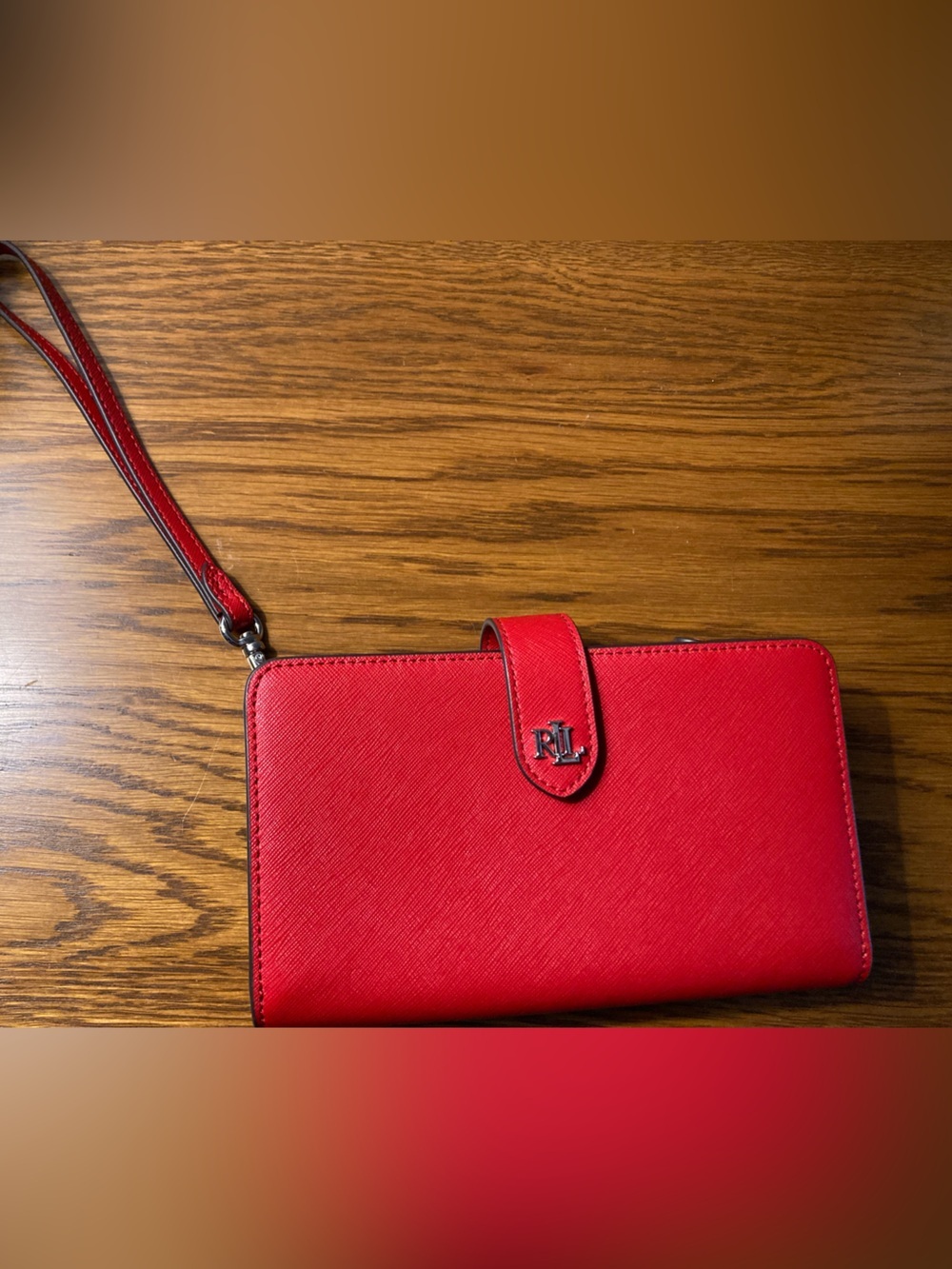 LAUREN Ralph Lauren Crosshatch Leather Tech Wristlet New Without Tags
